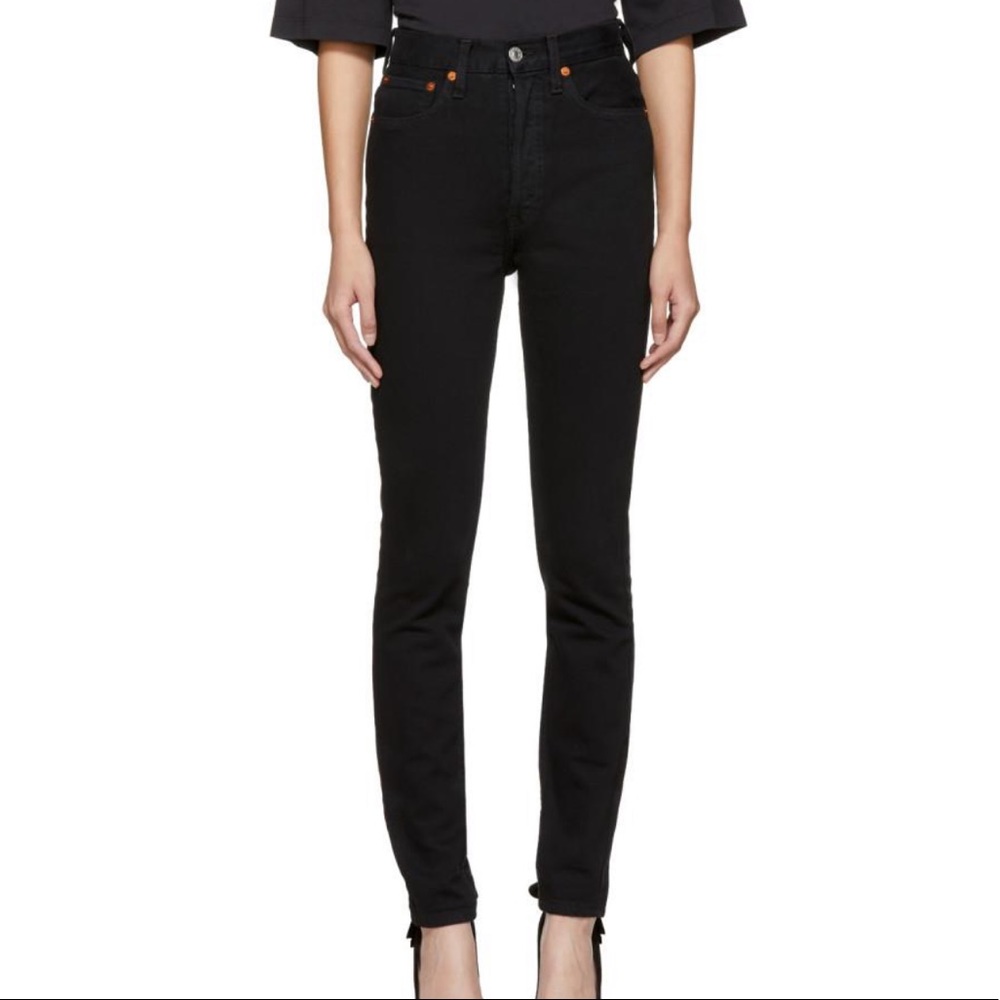 Re/done High Rise Black Skinny Jeans size 26
